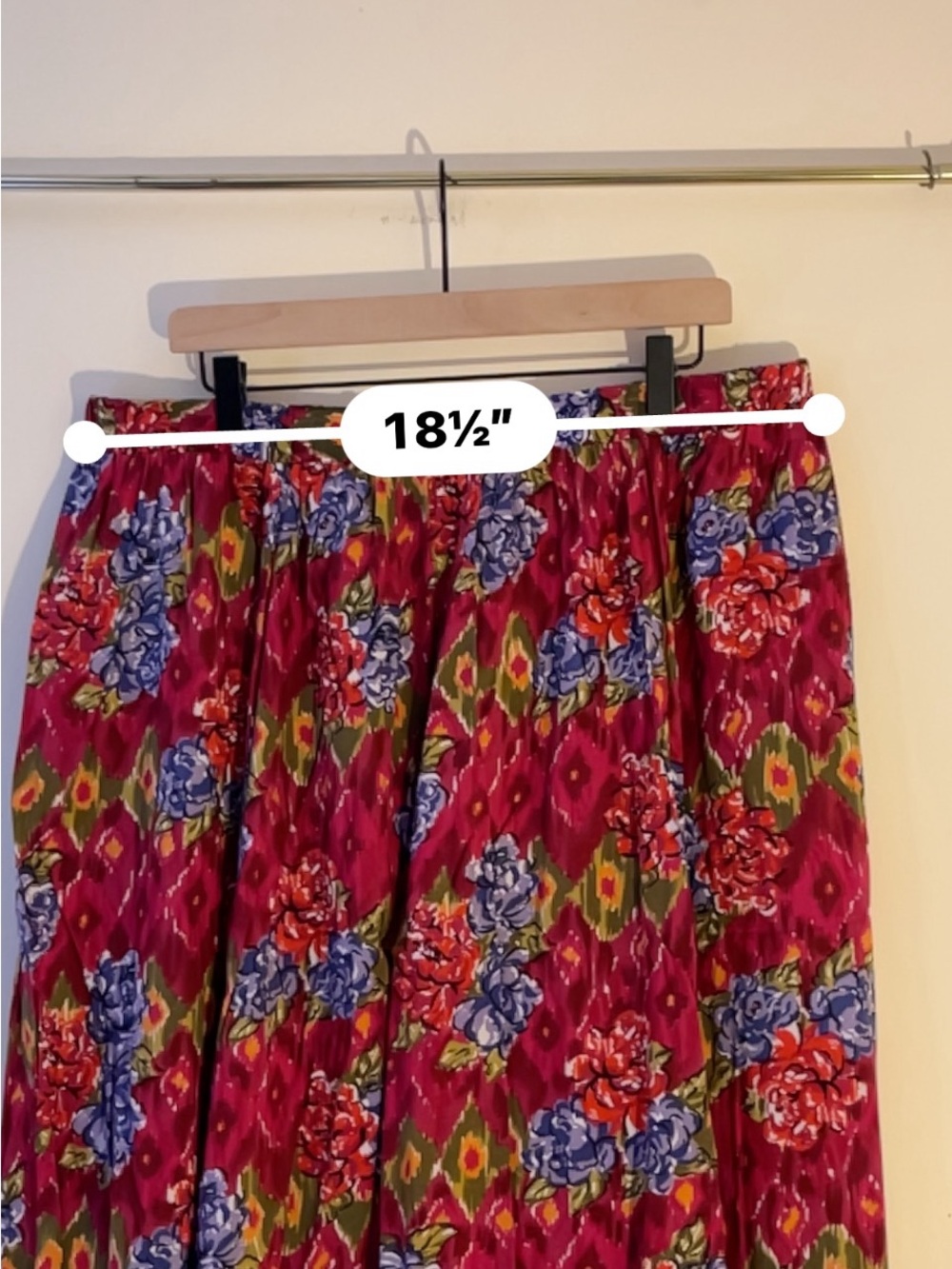 Floral Red Midi Skirt - Picture 3 of 4